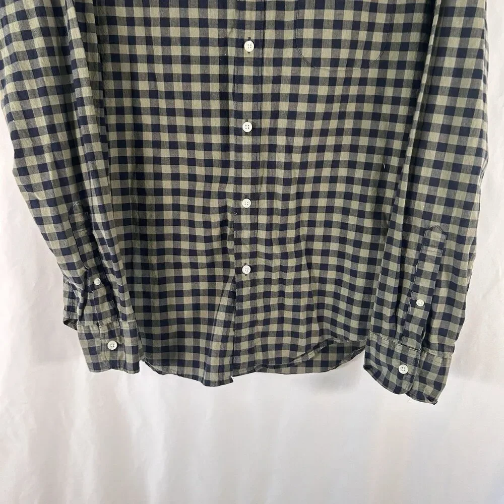 J. Crew Shirt Men's Medium Blue Plaid Button Up Long Sleeve Classic Cotton